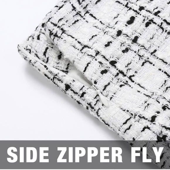 White Tweed Wool Blend High Waisted Mini Skirt • (M) *NWT* - Picture 9 of 11